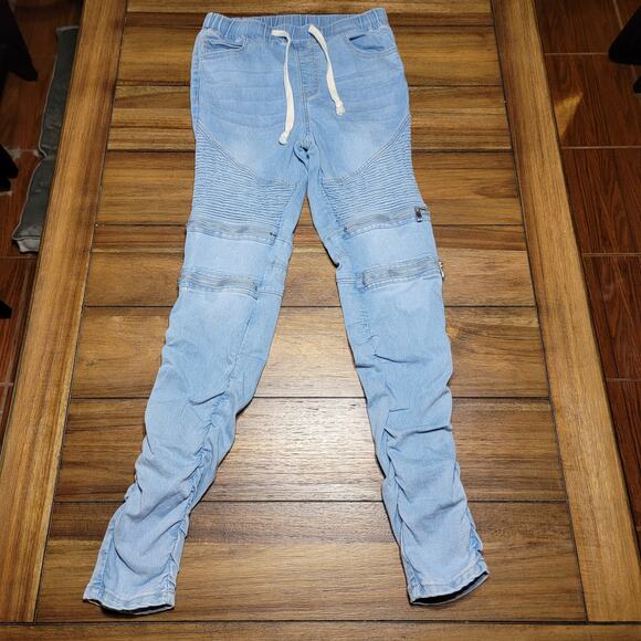 American Bazi Pull On Light Blue Denim Jeans w/ Zipper Legs - Size Small - Picture 1 of 7